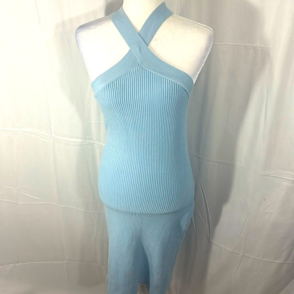 House of Harlow 1960 Blue Halter Neck Ribbed Dress Size Small - Picture 1 of 8
